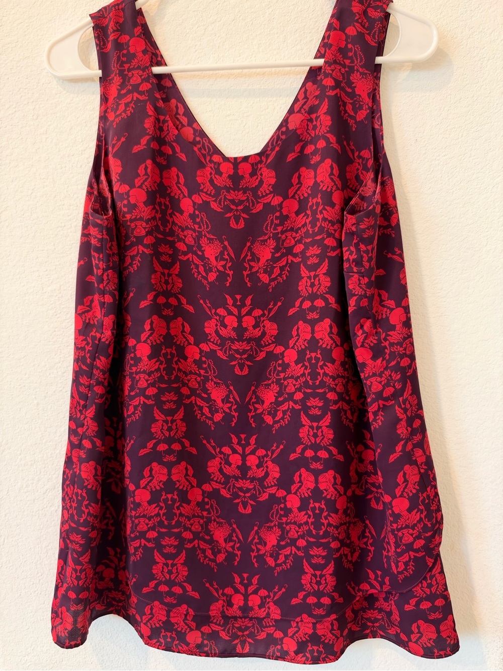 CAbi Red and Black Floral Sleeveless top